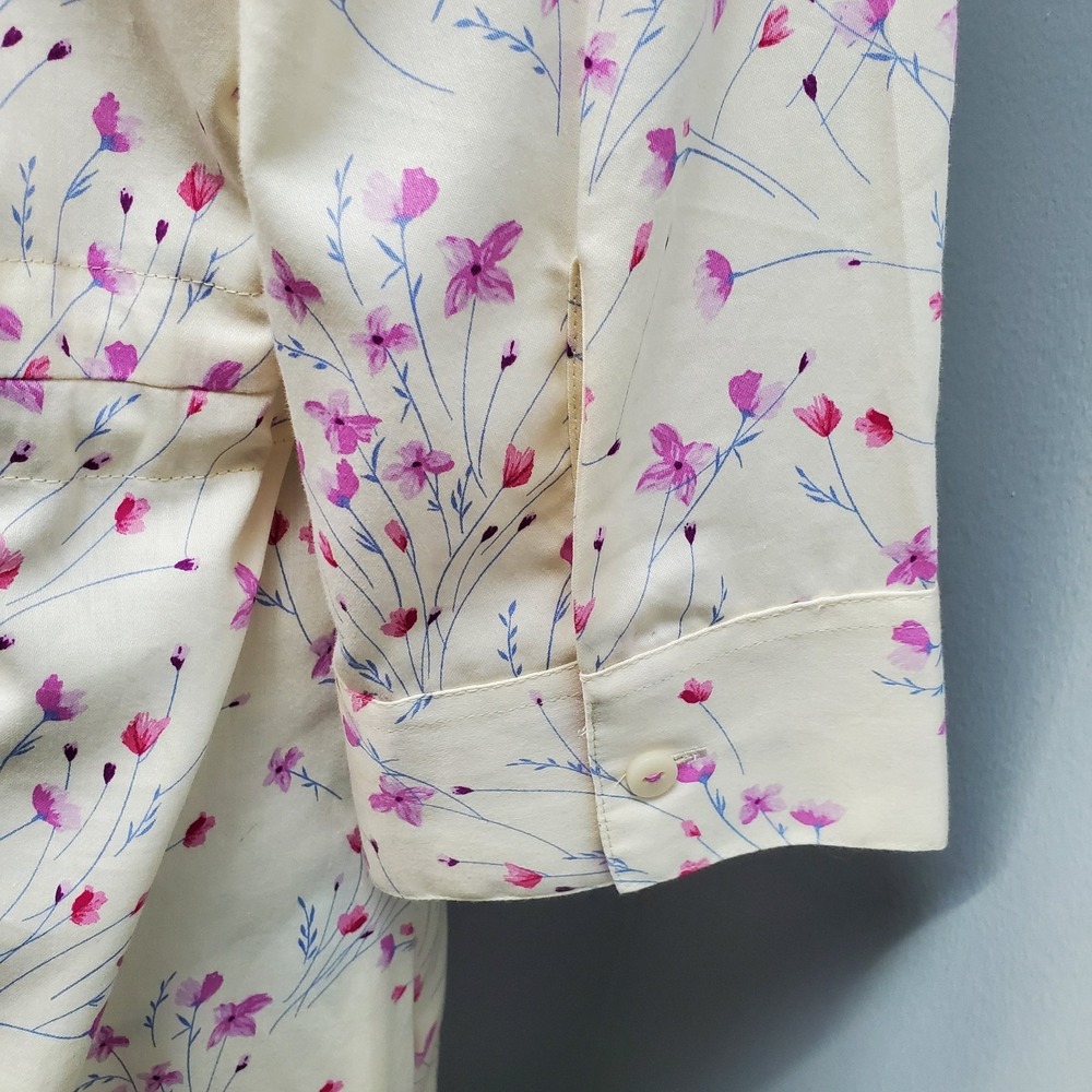 Foxcroft Shirt Dress Womens 12 Multicolor Floral Tie Waist Collared Button Front - Picture 9 of 11